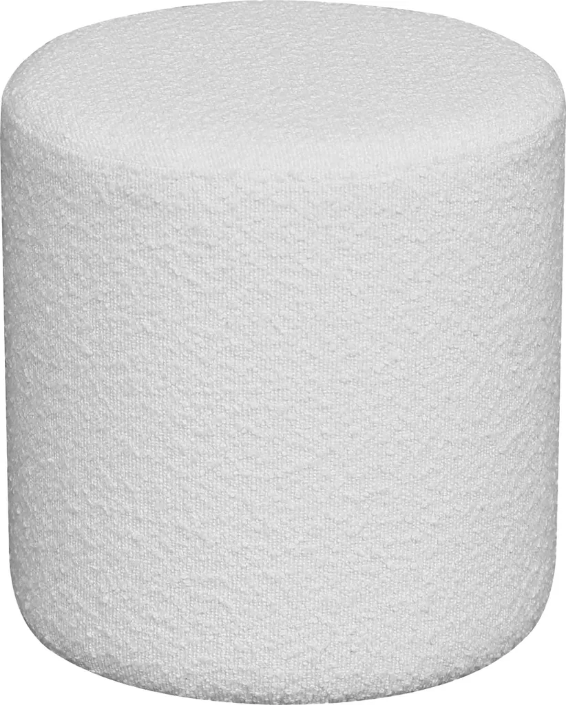 Pouf Ejby en Tissu Blanc - Tabouret Design Scandinave 34x36x34 cm