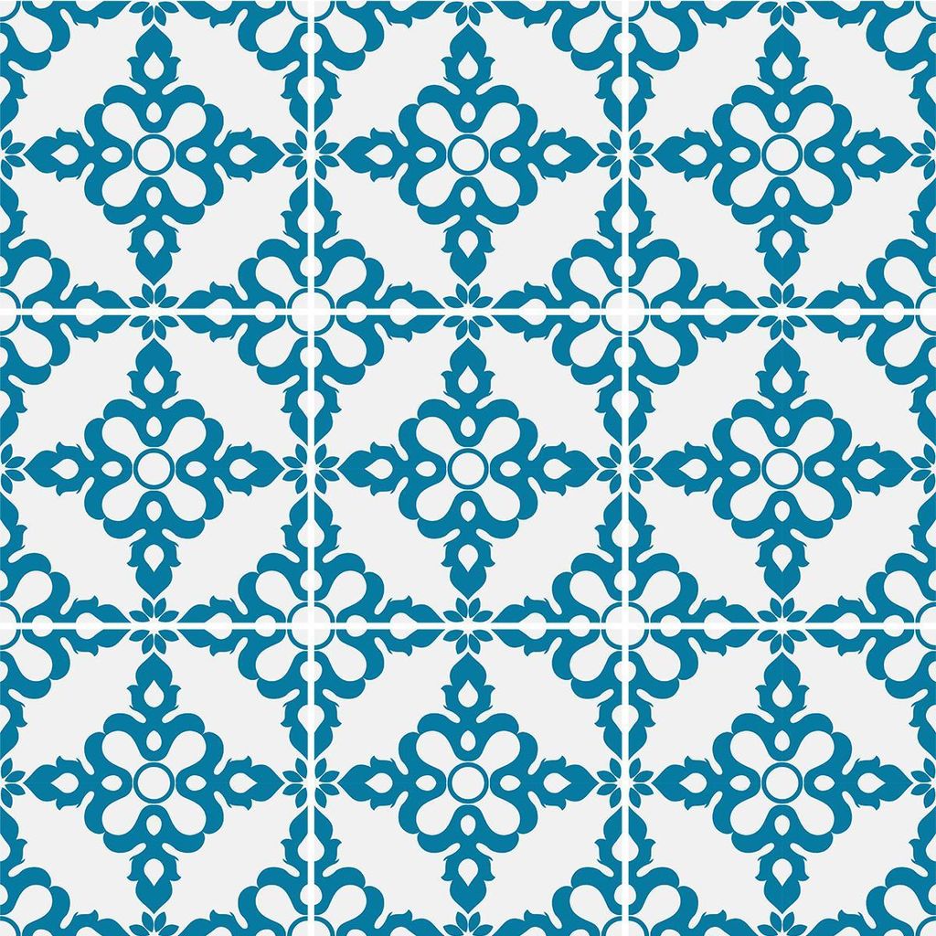 Selbstklebende Fliesenaufkleber für Küche und Bad – 9 Zementfliesenaufkleber, Azulejos Amaris – 9 Aufkleber, 20 x 20 cm