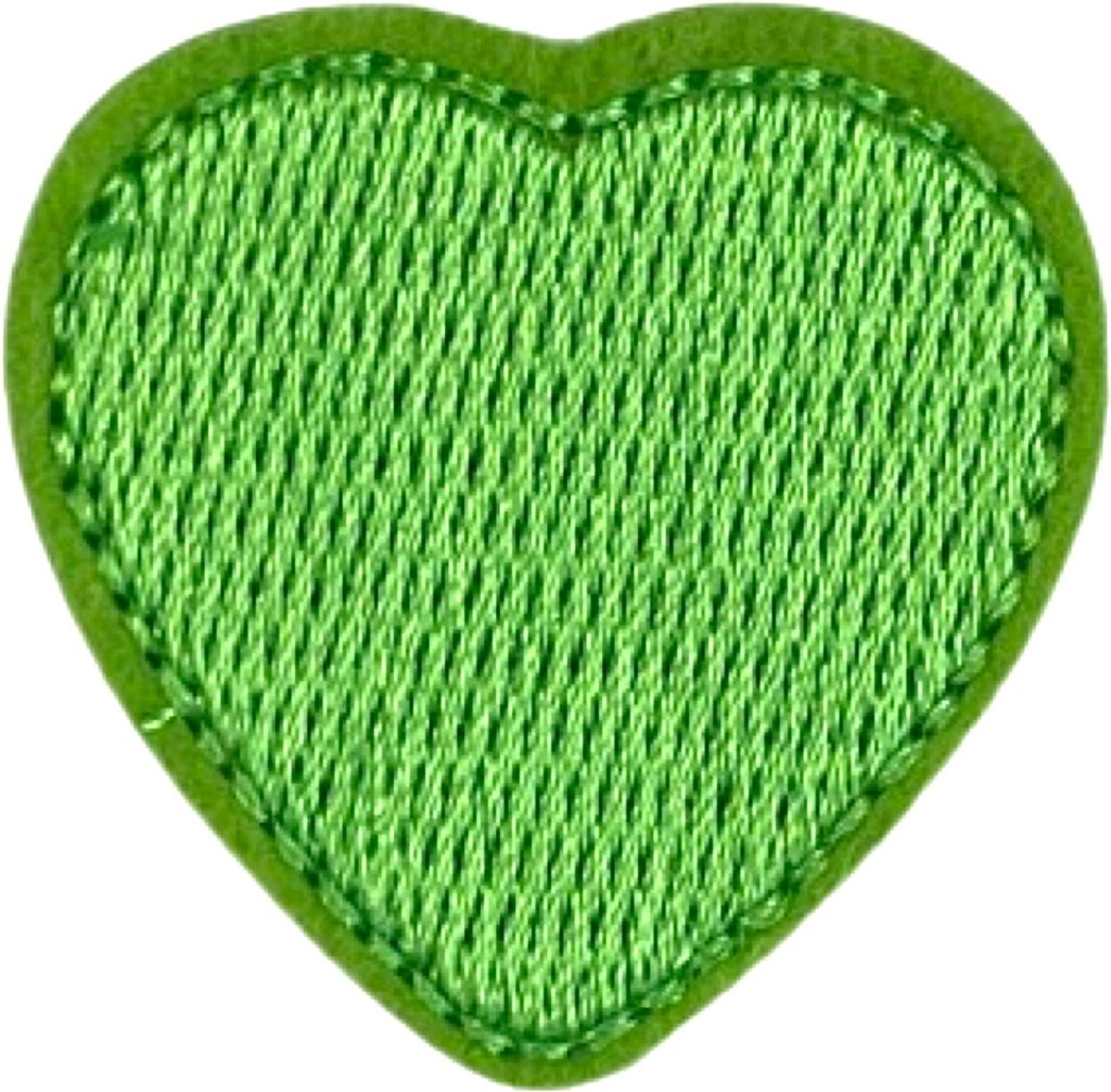 Herz-Emblem-Aufnäher zum Aufbügeln, grün, mittelgroß
