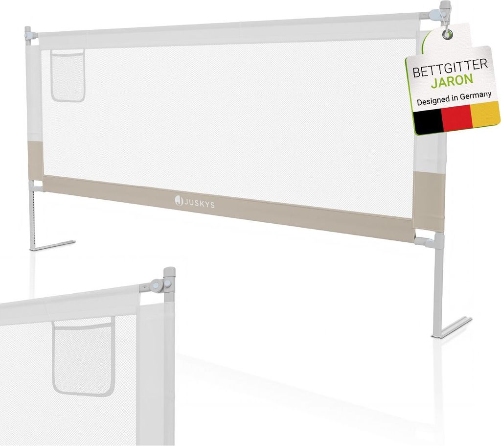 Juskys Baby Bettgitter Jaron 200 cm - höhenverstellbar & kombinierbar - Beige