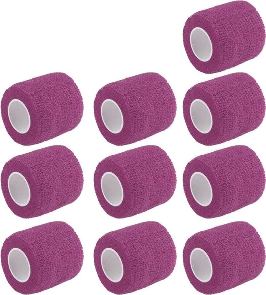 10 Stück Selbsthaftende Bandagen Fingerpflaster Fingerverband Wundverband selbstklebend wasserfest 5cm×4.5m(lila)