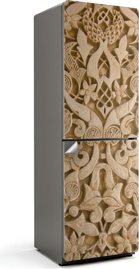 Pflanzenmuster mit Ornamenten – Kühlschrank Aufkleber – Klebefolie Kühlschrank – Kühlschrank Dekor – Kühlschrankfolie selbstklebend –...