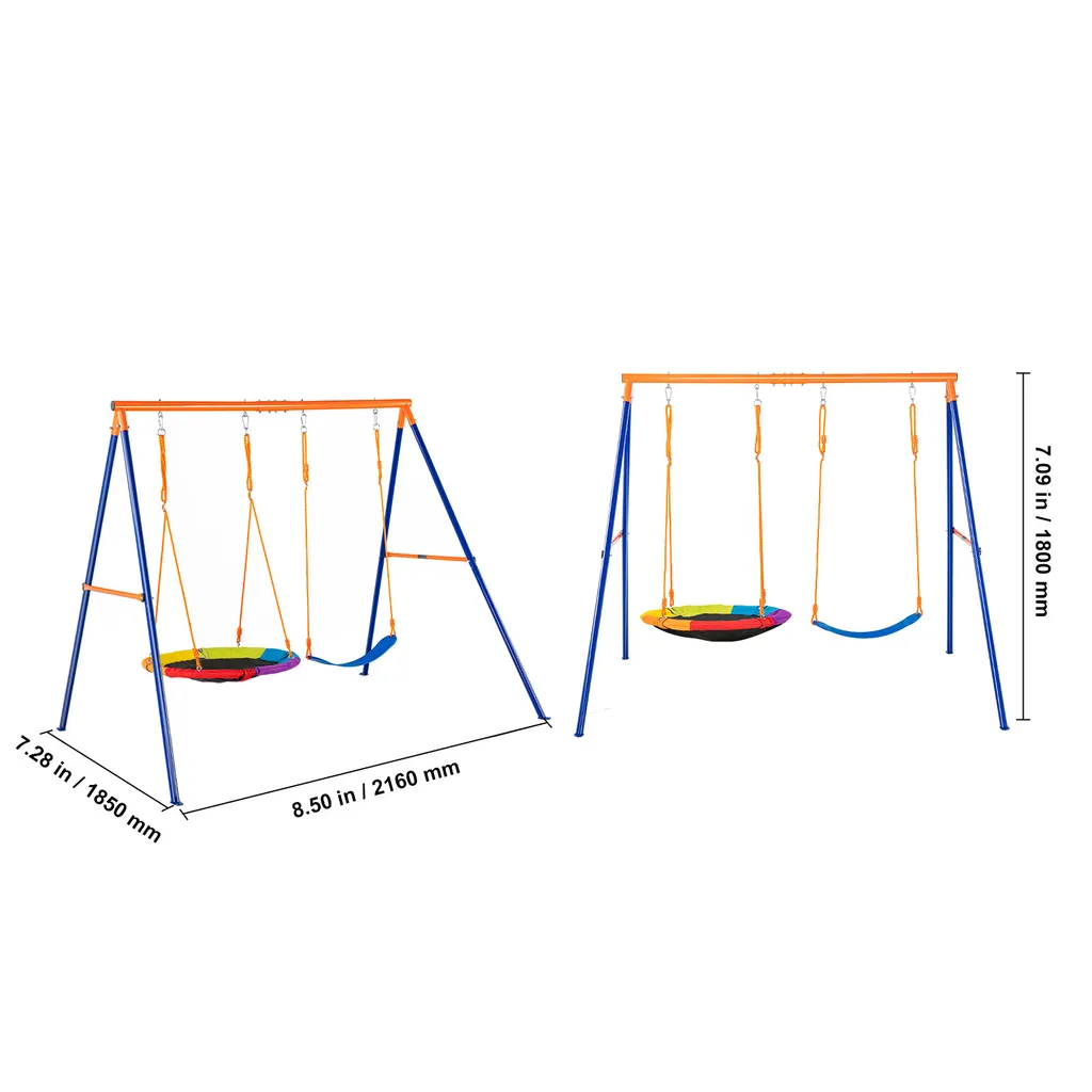 VEVOR Swing Set Giardino: Altalena ad Alta Portata 200kg Nera - 8