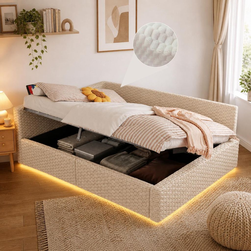 Flieks Schlafsofa 140x200cm mit Led und Ladeanschlüssen, Produktbild 