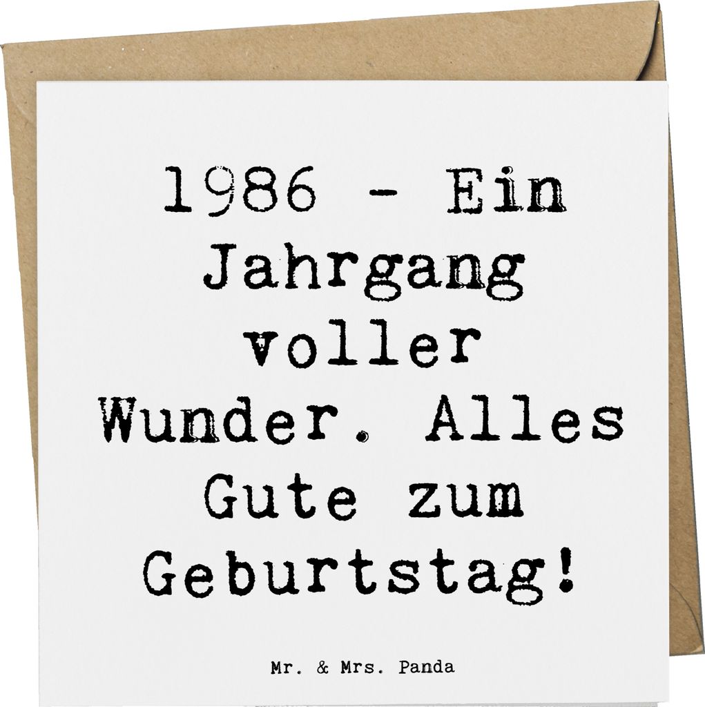 Mr. & Mrs. Panda Grußkarte Spruch 1986 Geburtstag Wunder - Weiß - Geschenk, doppelkarte, geboren, Alter, anlasskarte, Nostalgie, Klappkarte, Happ...