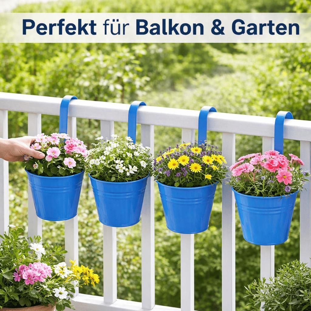8 Hängetöpfe Blau Kräuter Blumentopf Hängetopf Pflanztopf