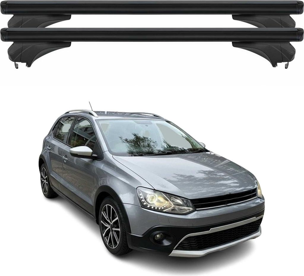 Menabo Dachträger Grundtäger für VW Polo V Cross 2009-2017 Aluminium Schwarz 2x