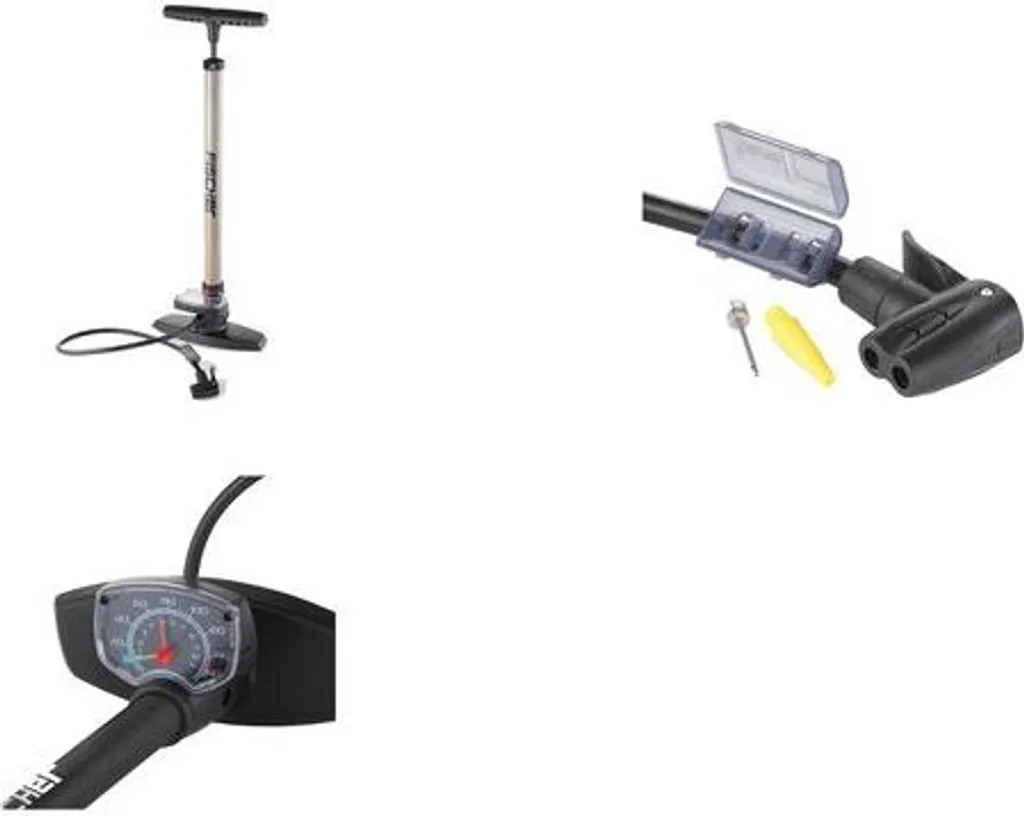 Pompe à air vélo robuste à pied FISCHER avec manomètre de précision duo