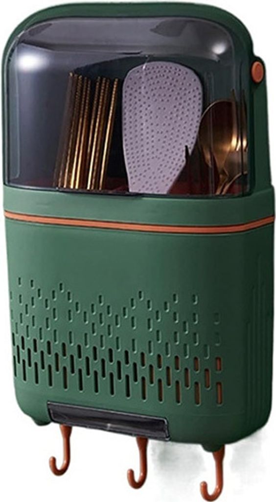 Portautensili da parete verde in plastica 85 cm per posate Immagine del prodotto 