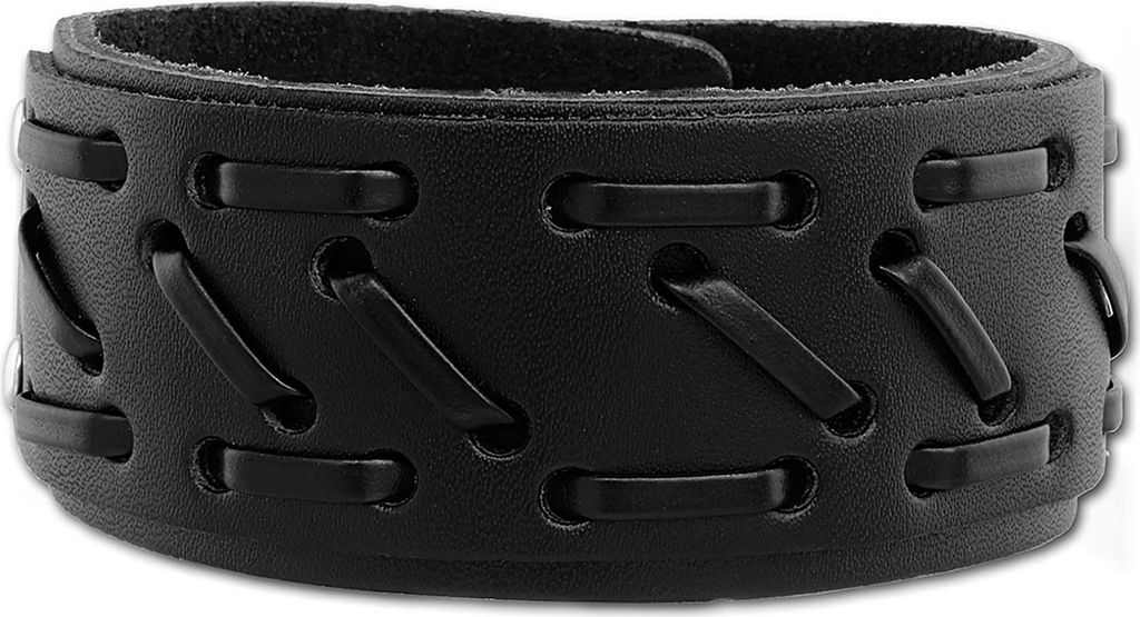 SilberDream Armband -gegerbtes Rindsleder- schwarz Zierband Uni LA5656S
