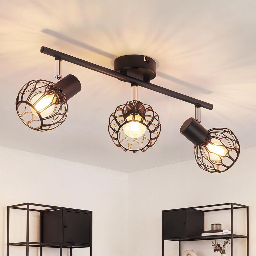 ZMH LED plafondspot met 3 lampen, zwart, E14, metalen Productafbeelding 