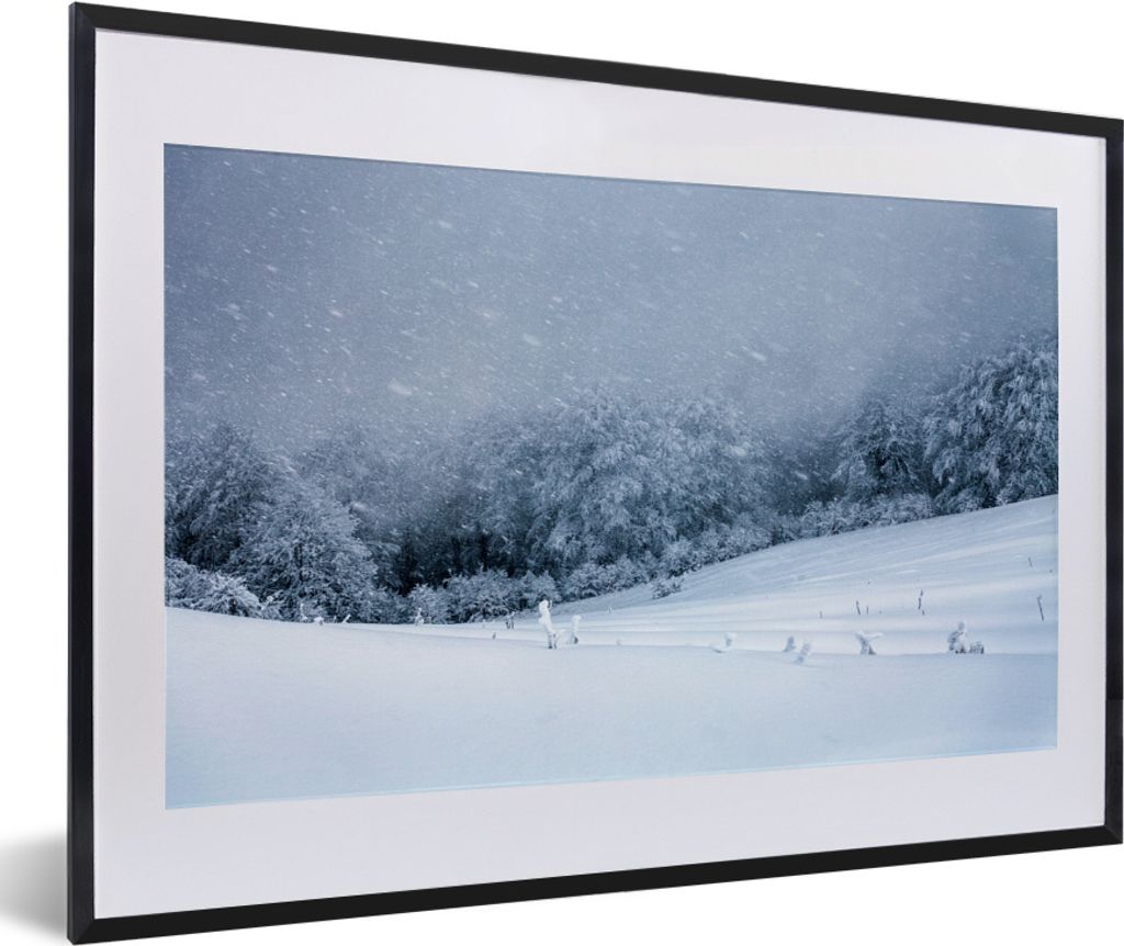 MuchoWow MuchoWow Gerahmtes Poster Berg mit Schnee 60x40 cm - Poster mit zchwarzem Bilderrahmen - Schlafzimmer - Plakat in Rahmen - Drucken