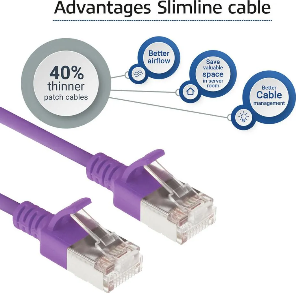 ACT Purple 0,5 metri LSZH U/FTP CAT6A cavo patch slimline per datacenter senza strappi con connettori RJ45 (DC7300) - 5