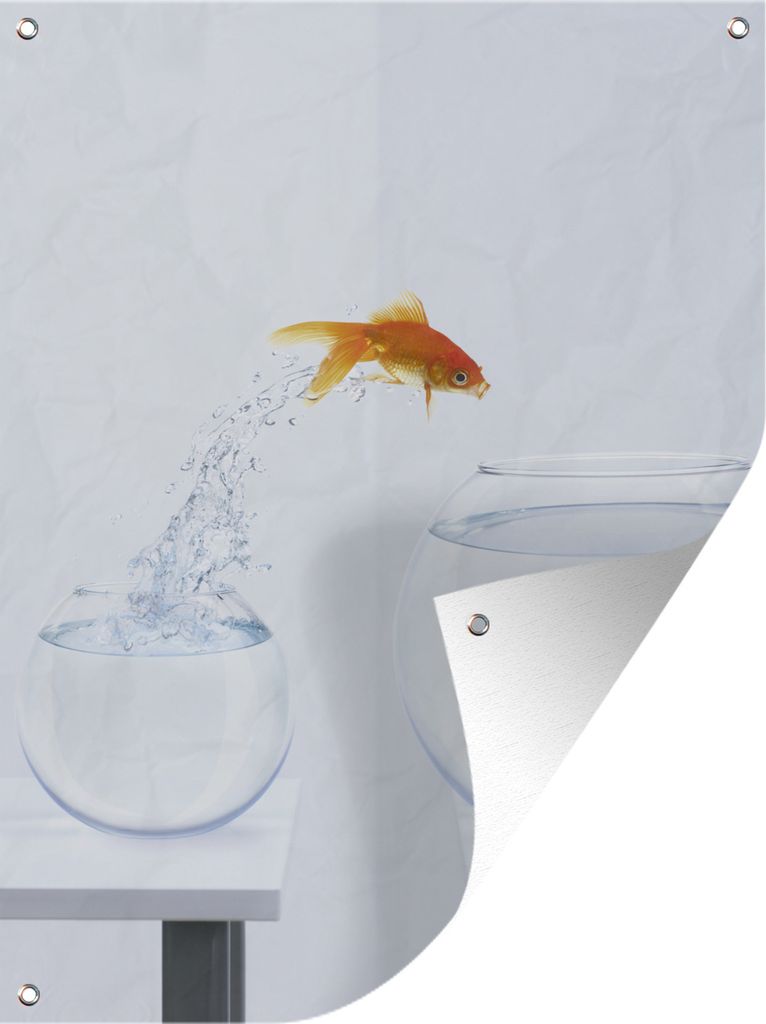 MuchoWow 30x40 cm Outdoor-Poster Gartendeko Sichtschutz Garten Poster für den Garten Goldfisch - Weiß - Fischglas