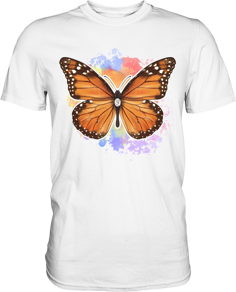 Bunter Schmetterling Monarchfalter T-Shirt – White / M Produktbild 