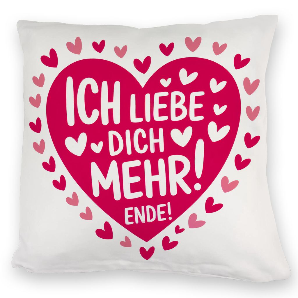 Rosa Herzen Kuschelkissen - Ich liebe dich mehr