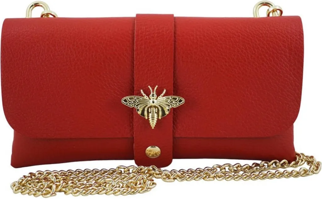Barberini's 958756868 Clutch Elegante in Pelle Rossa con Catena Oro