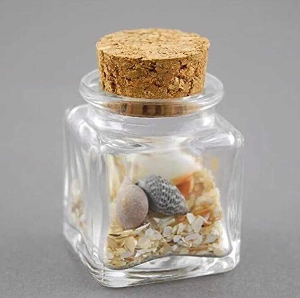 Petits Contenants en Verre Carrés 60 ml avec Bouchon Bois Naturel x20