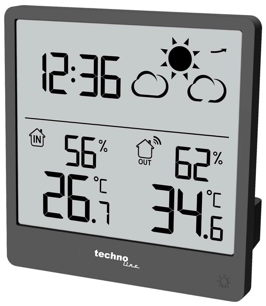 TECHNOLINE Stazione meteo WS9138, extra slim, grigio Immagine del prodotto 