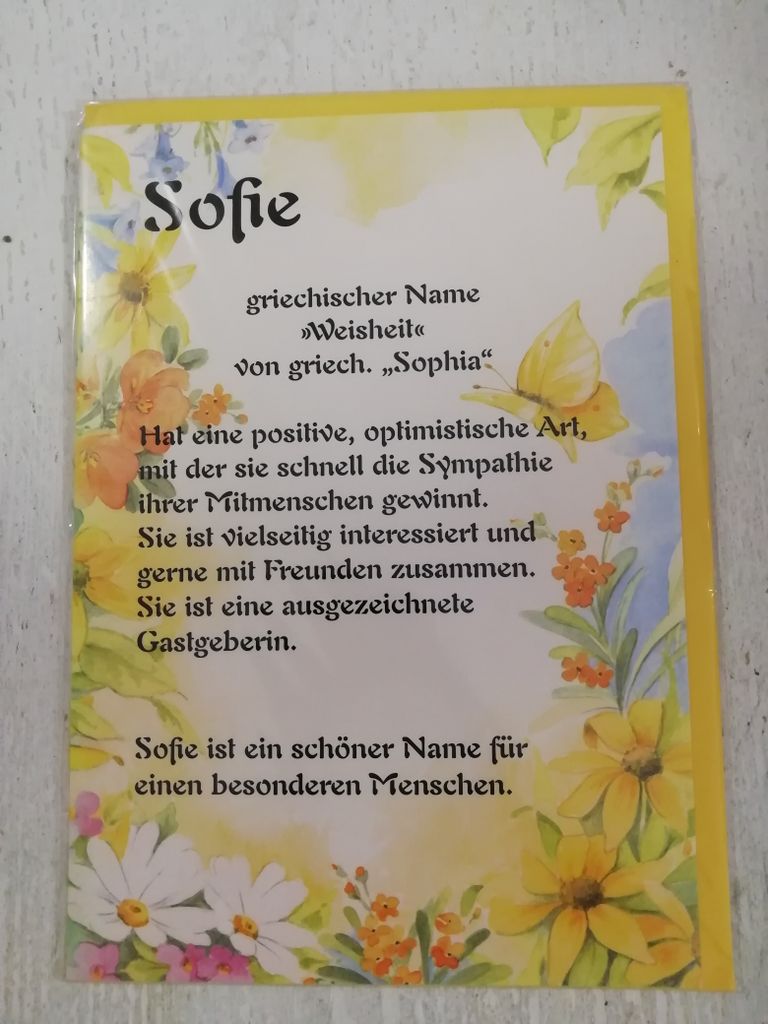 Namenskarten Karte mit Namen Sofie Produktbild 