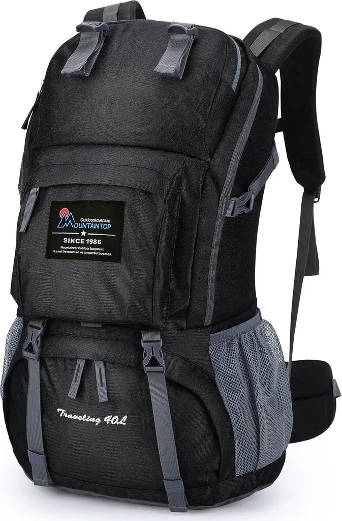 Sac à dos de randonnée 40L Noir polyvalent pour marche et voyage
