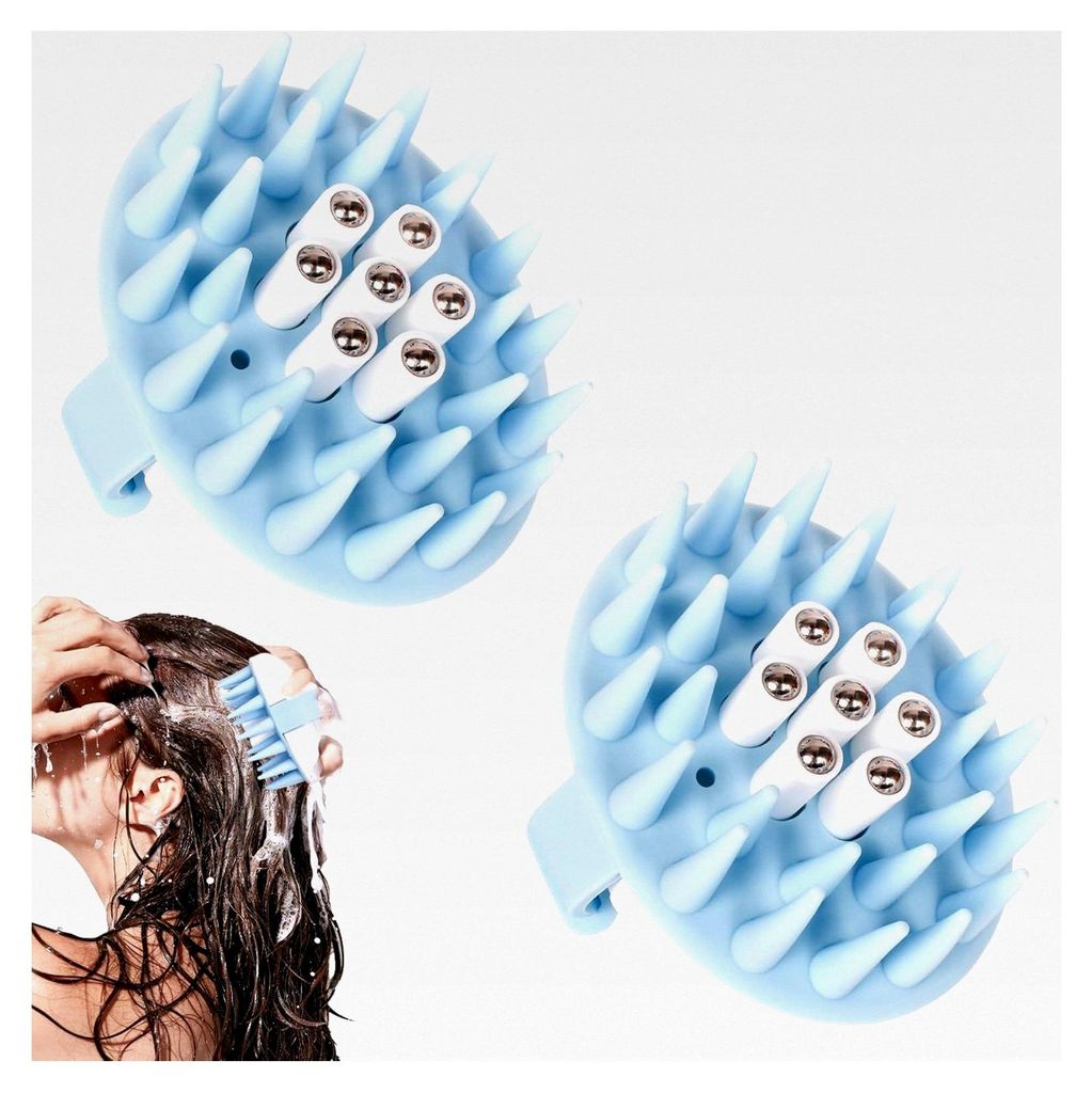 2 Stück Kopfhaut-Massagebürsten, Silikon Kopfhaut-Massagebürste, Haar Massagebürste, Silikon Shampoo Haarbürste, zur Schuppenentfernung und F...