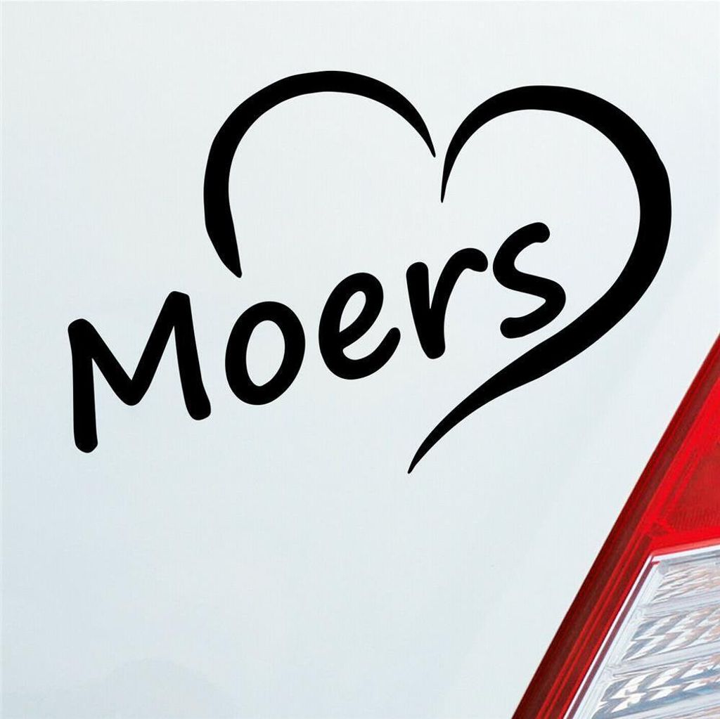 Auto Aufkleber Moers Herz Stadt City Love Liebe Heimat 12,5x8 cm Schwarz Glanz Sticker Heckscheibenaufkleber