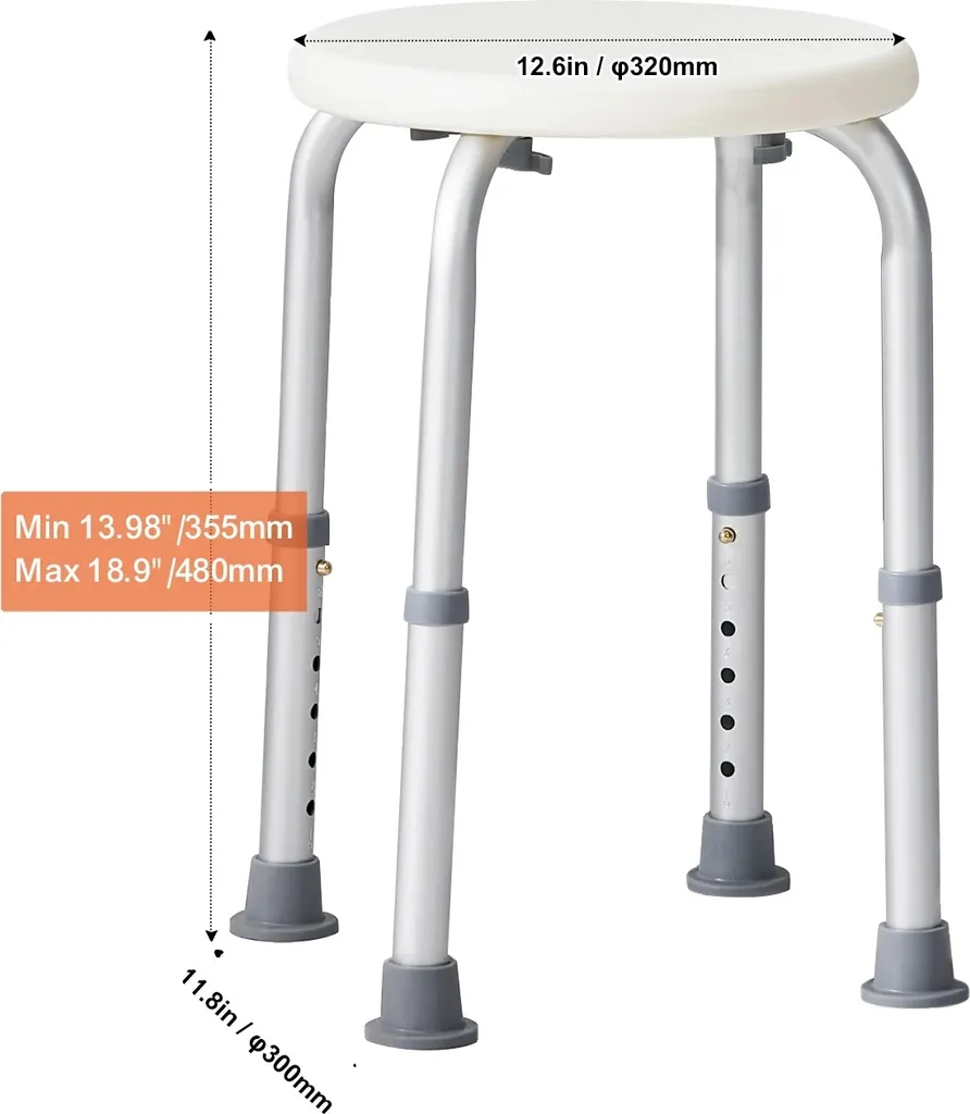 Sedia Doccia per Anziani Bianca: Design Antiscivolo e Regolabile