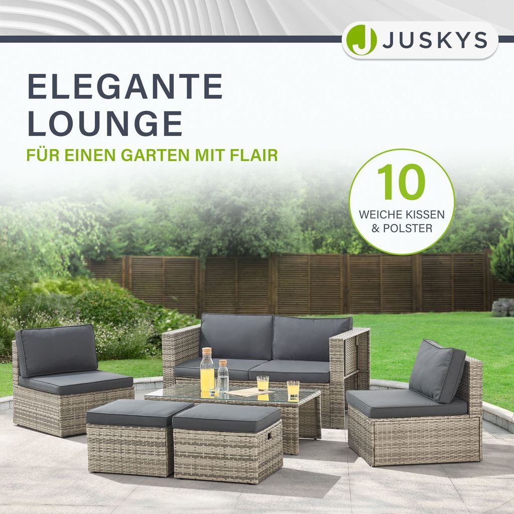 Juskys Polyrattan Gartenmöbel Set Salou - Lounge für 6 Produktbild 4