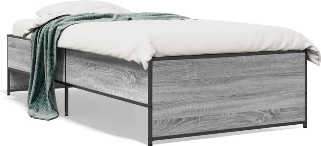 Maison Exclusive - Bettgestell Grau Sonoma 90x190 cm Holzwerkstoff und Metall
