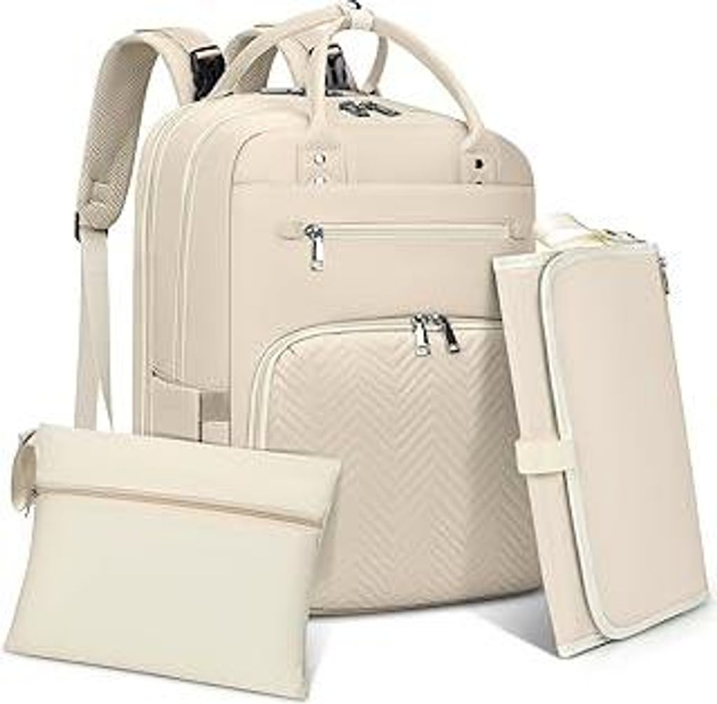 RAINSMORE Wickelrucksack Baby Wickeltasche Rucksack mit Wickelunterlage Unterwegs Groß Diaper Bag Multifunktions Baby Taschen für Mama und Papa A...