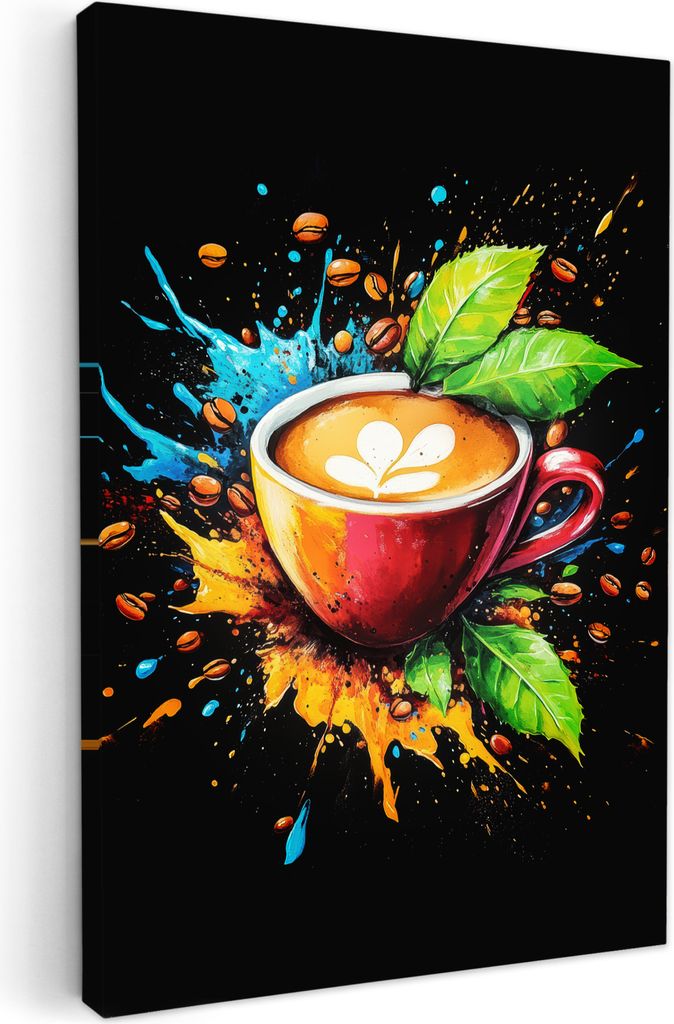 Leinwand Bilder 80x120 cm - Graffiti - Kaffee, Wandbilder, Wanddeko Wohnzimmer, Bild