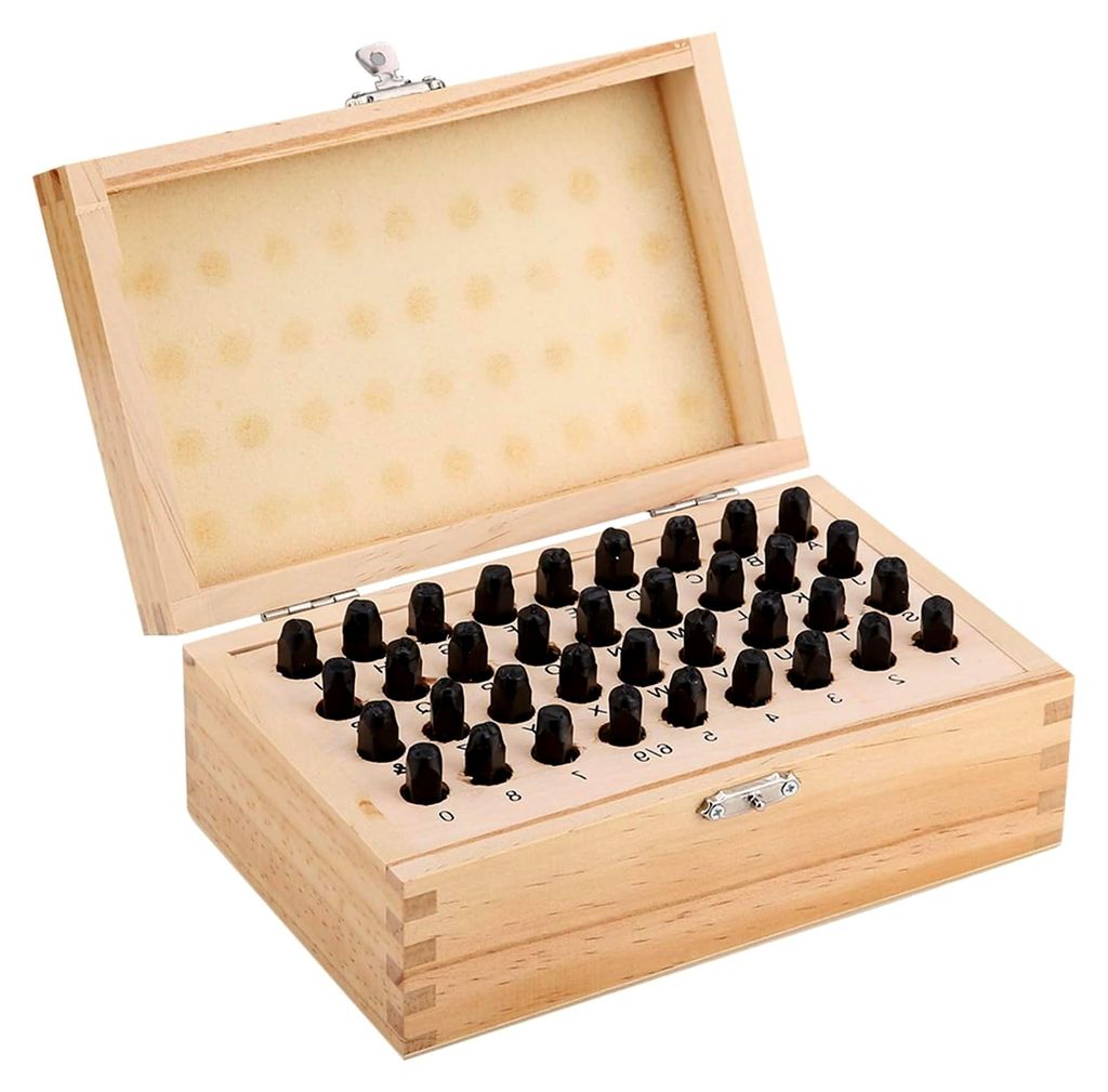 36-teiliges Set aus 4 mm Stahlstempeln für Buchstaben und Zahlen