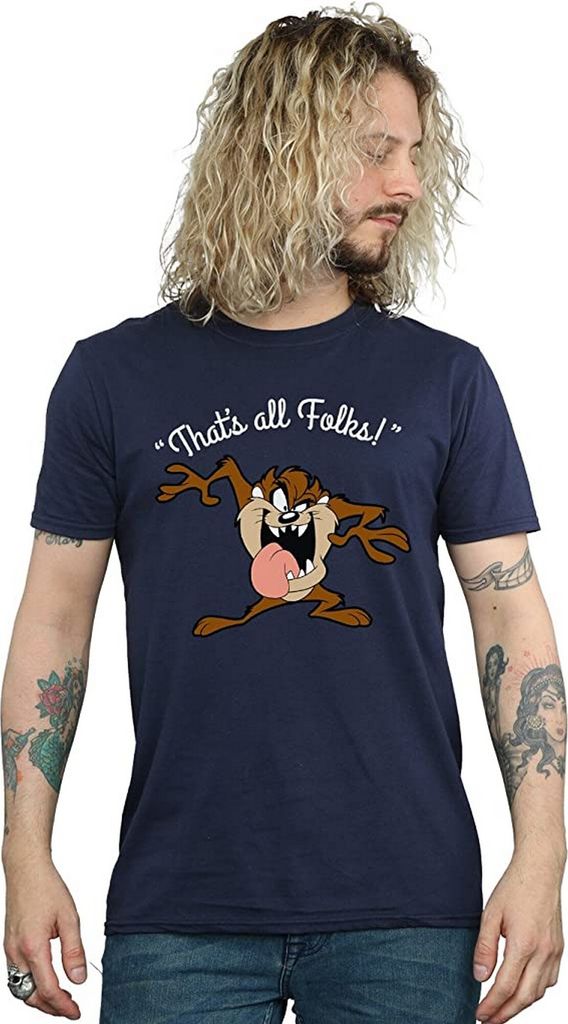 Looney Tunes - "That ́s All Folks" T-Shirt für Herren BI1212 (3XL) (Marineblau)