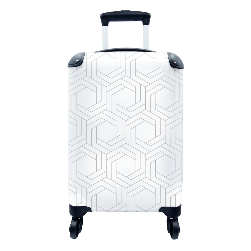 MuchoWow Koffer Handgepäck Trolley Rollkoffer Kleine Reisekoffer mit 4 Rollen - Design - Geometrie - Muster - Abstrakt - Cabin Size < 55x40x23 c...
