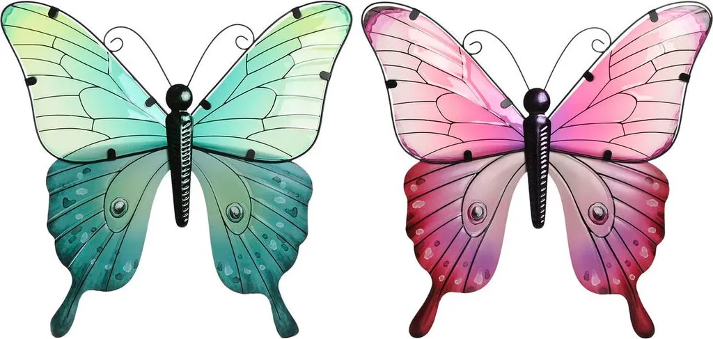 Décoration Papillon Multicolore Home ESPRIT Shabby Chic en 4 Pièces 46cm
