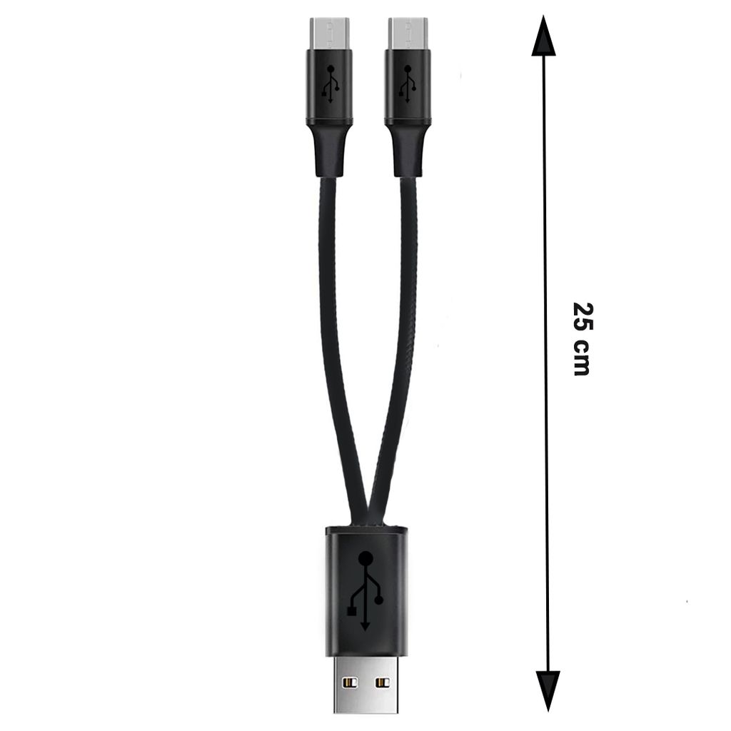 USB-adapter, type A naar 2 x Micro USB, lengte: 0,2 meter, Productafbeelding 