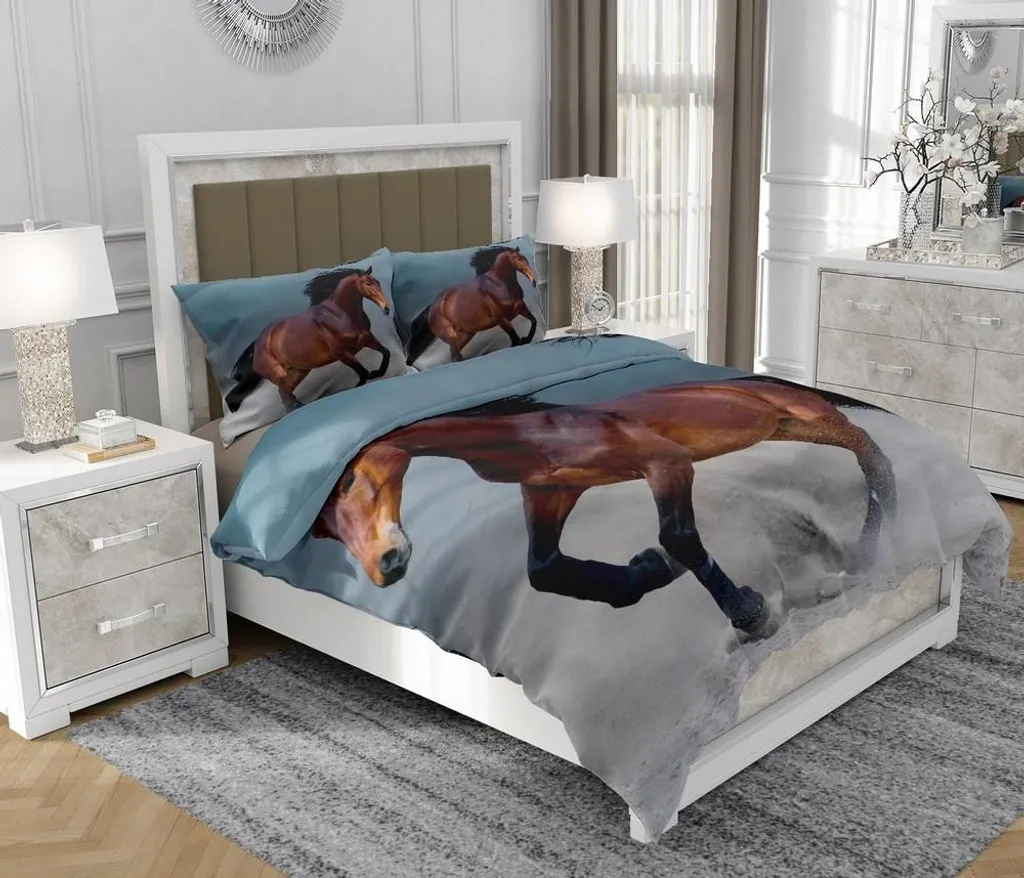 Set Letto Cotone 140x200 + 2 Federe 70x80 Cavalli Multicolore SOVIO