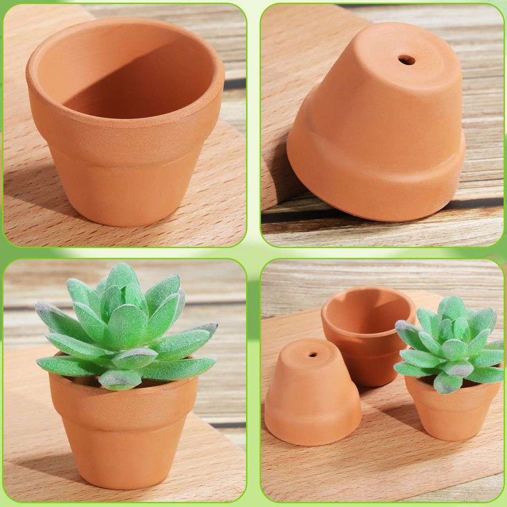 10 Stück kleine Terrakotta-Töpfe 65 x 65 cm für Sukkulenten drinnen und draußen