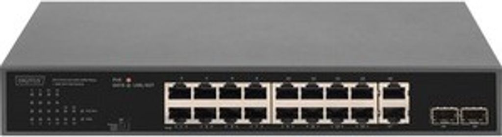 DIGITUS Switch 16+2Port 2Gigabit SFP PoE schwarz