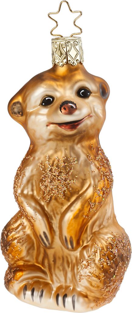 Christbaumschmuck Erdmännchen Glas 10cm braun, 1 Stück Produktbild 