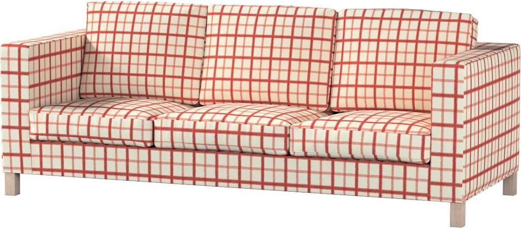 Dekoria Bezug für Karlanda 3-Sitzer Sofa nicht ausklappbar, kurz, rot-creme, Bezug für Karlanda 3-Sitzer, kurz