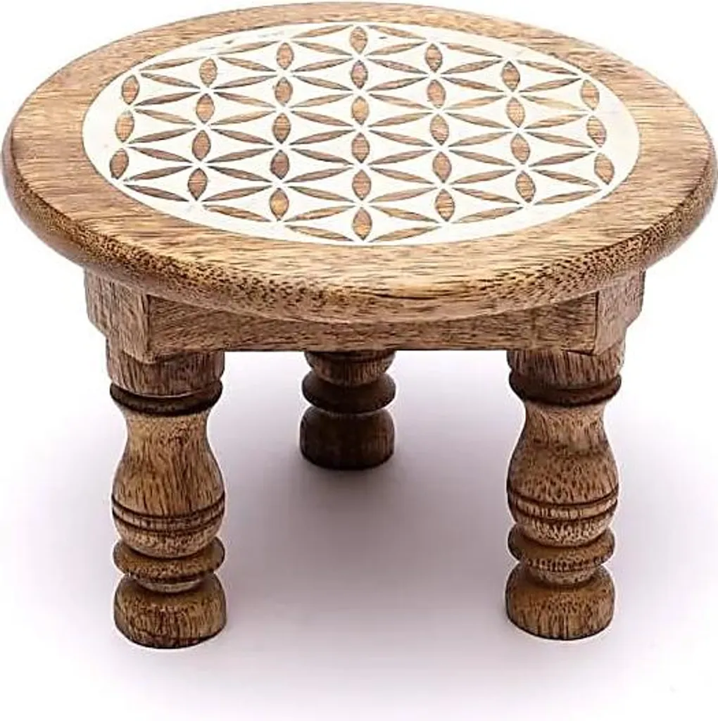 Table d'autel pour Grille de Cristaux et Rituel - Fleur de Vie 15x15 cm
