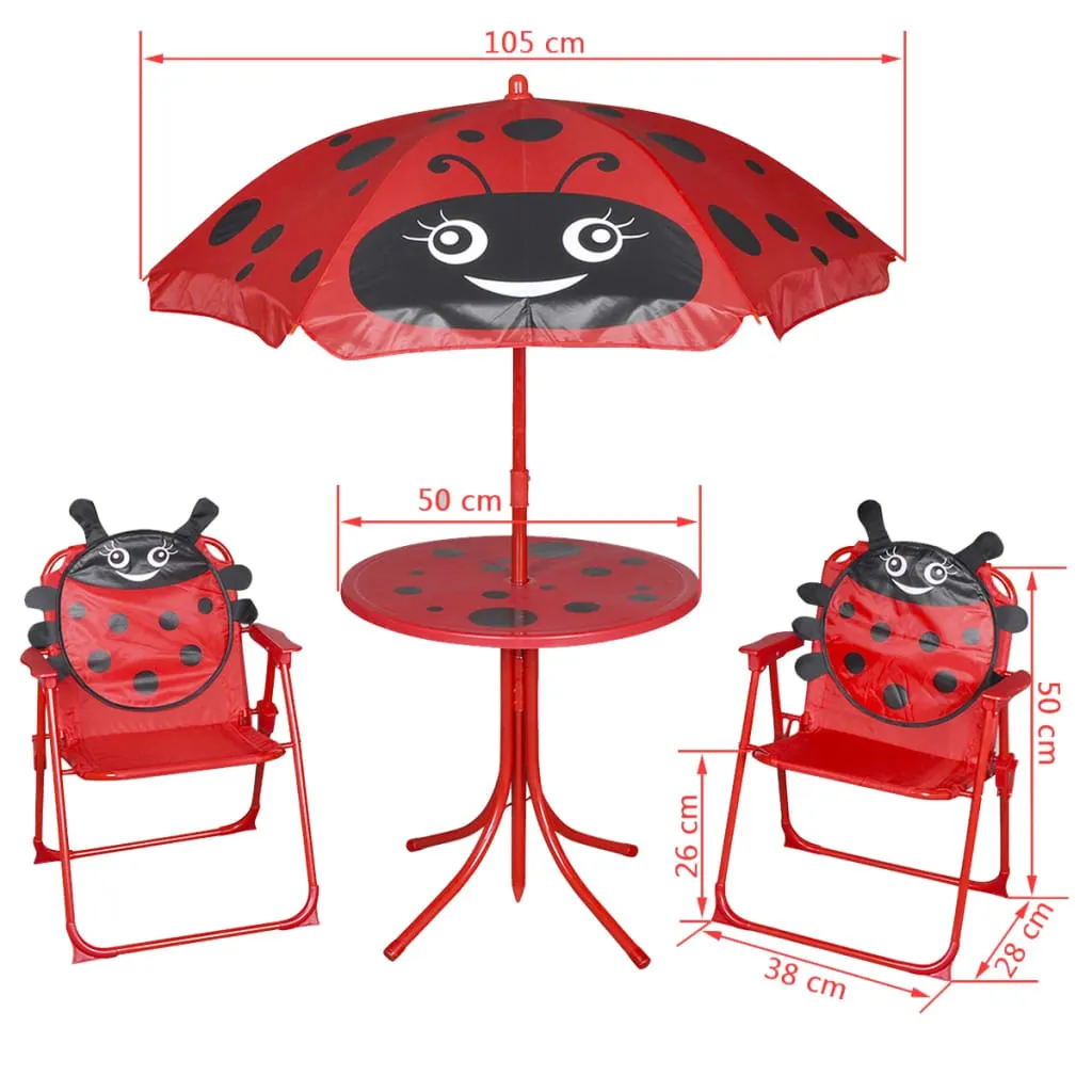 set bistrot da giardino per bambini da 3 pezzi con ombrellone rosso - 6