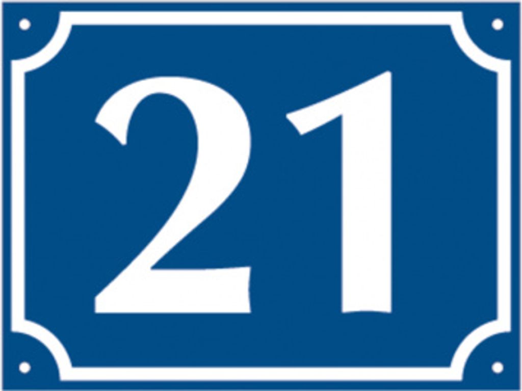 Dreifke Hausnummer, Aluminium geprägt, zweistellig (Nr. 10-99), blau/weiß, 1...