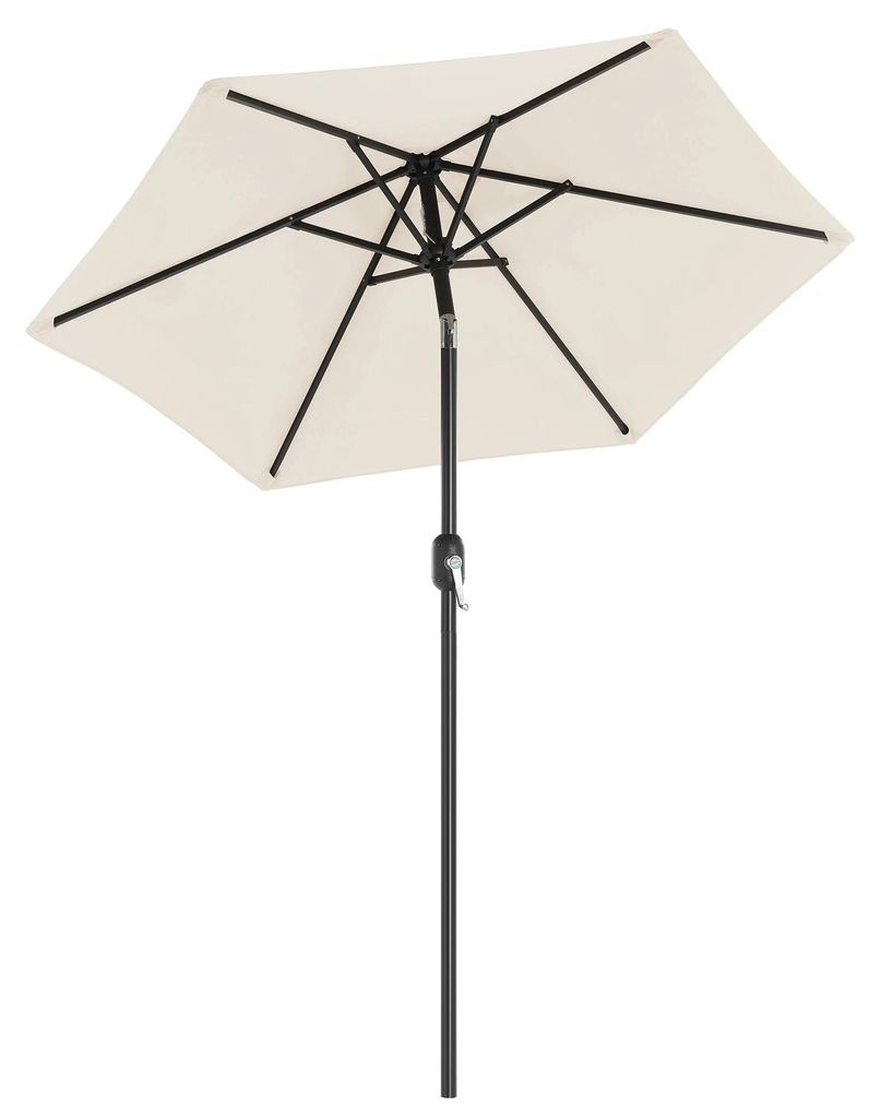 Sonnenschirm - Strandsonnenschirm - Ø 210 cm - UPF 50+ UV-Schutz - Beidseitig 30° neigbar - Kurbel zum Öffnen/Schließen - Beige