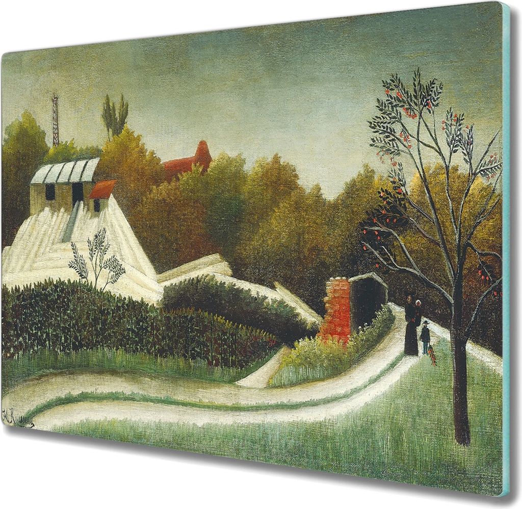 Coloray Hackbrett Herdabdeckplatte 60x52 cm Küchenbrett Kochplattenabdeckung Schneidebrett - Blumen Waldweg