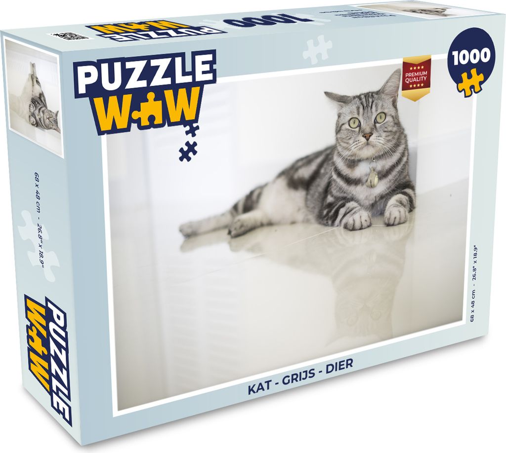 MuchoWow Puzzle 1000 Teile Katze - Grau - Tier - Mädchen - Kinder - Jungen - Kind - Erwachsene - Rätsel