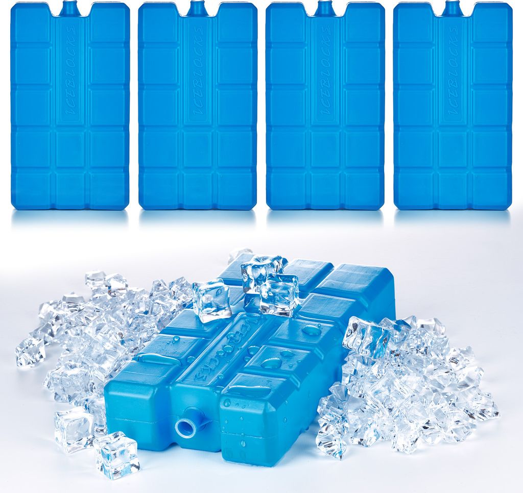 BigDean 4er Set Kühlakkus je 200ml - 12h Lange Kühlung - perfekt für Kühltasche & Kühlbox - 15 x 8 x 2 cm - Kühlelemente Kühlpacks Kühlpads...