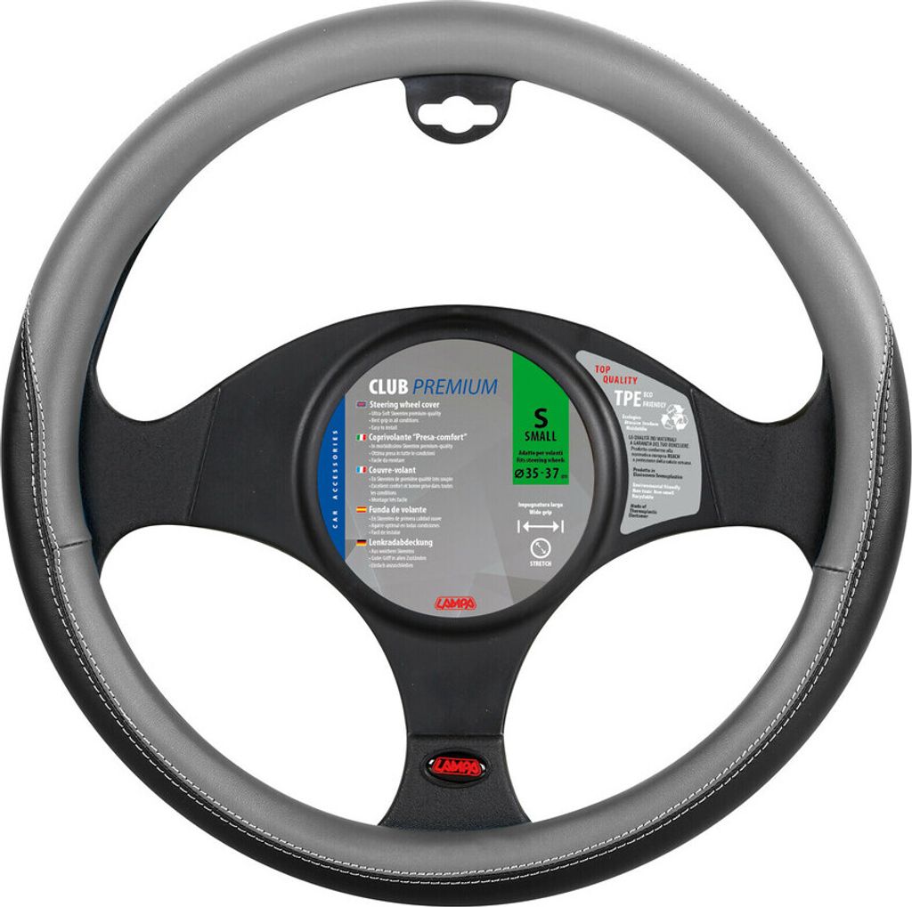 Lampa Lenkradbezug Club, aus Skeentex - S - Ø 35/37 cm - Schwarz/Grau